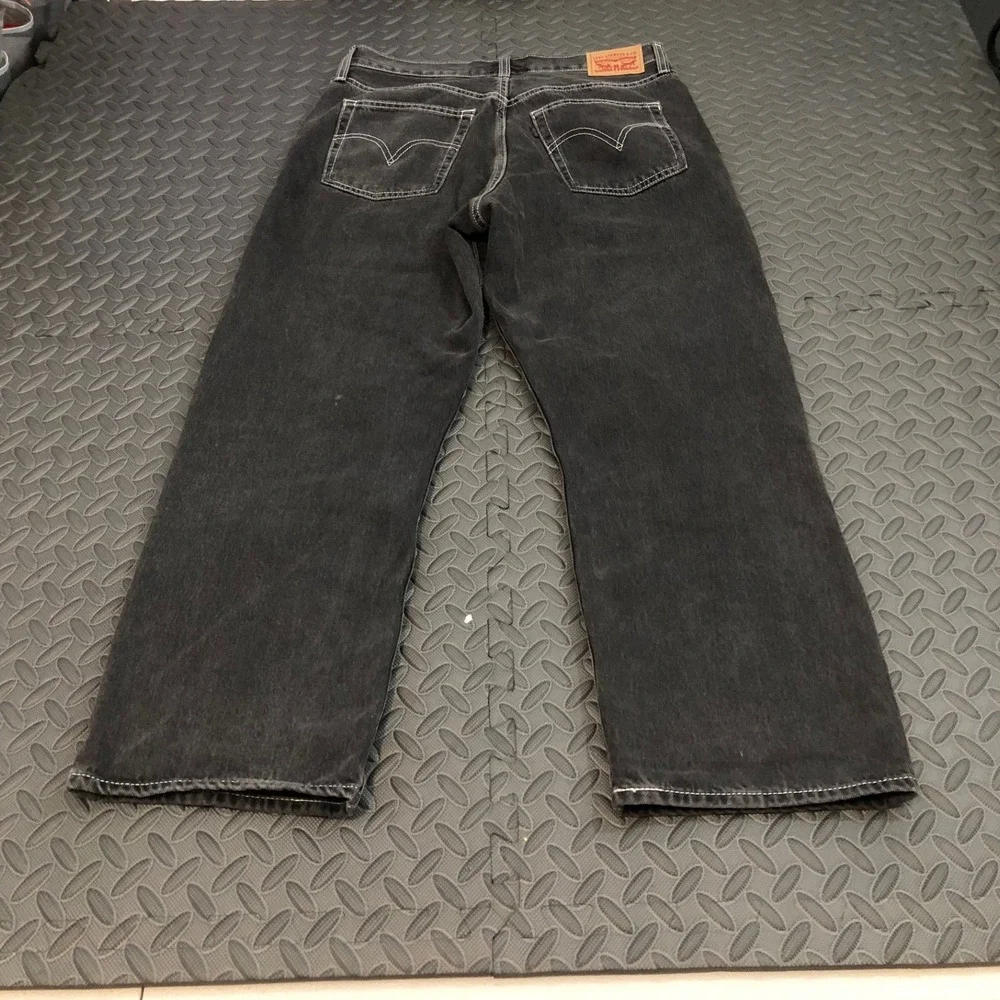 Levi's Ribcage Straight Ankle Jeans Womens 32 Black High Rise Snap Buttons